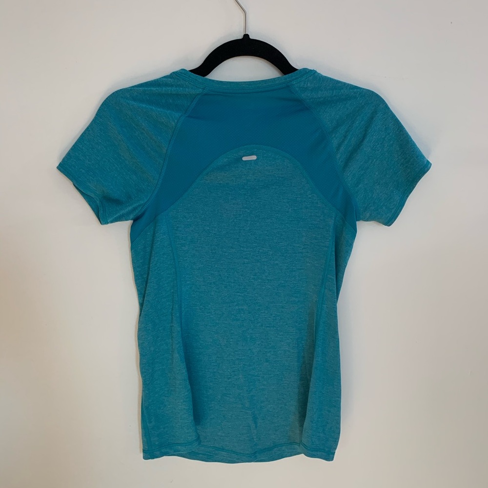 All navy blue activewear T-shirt with sweat panel